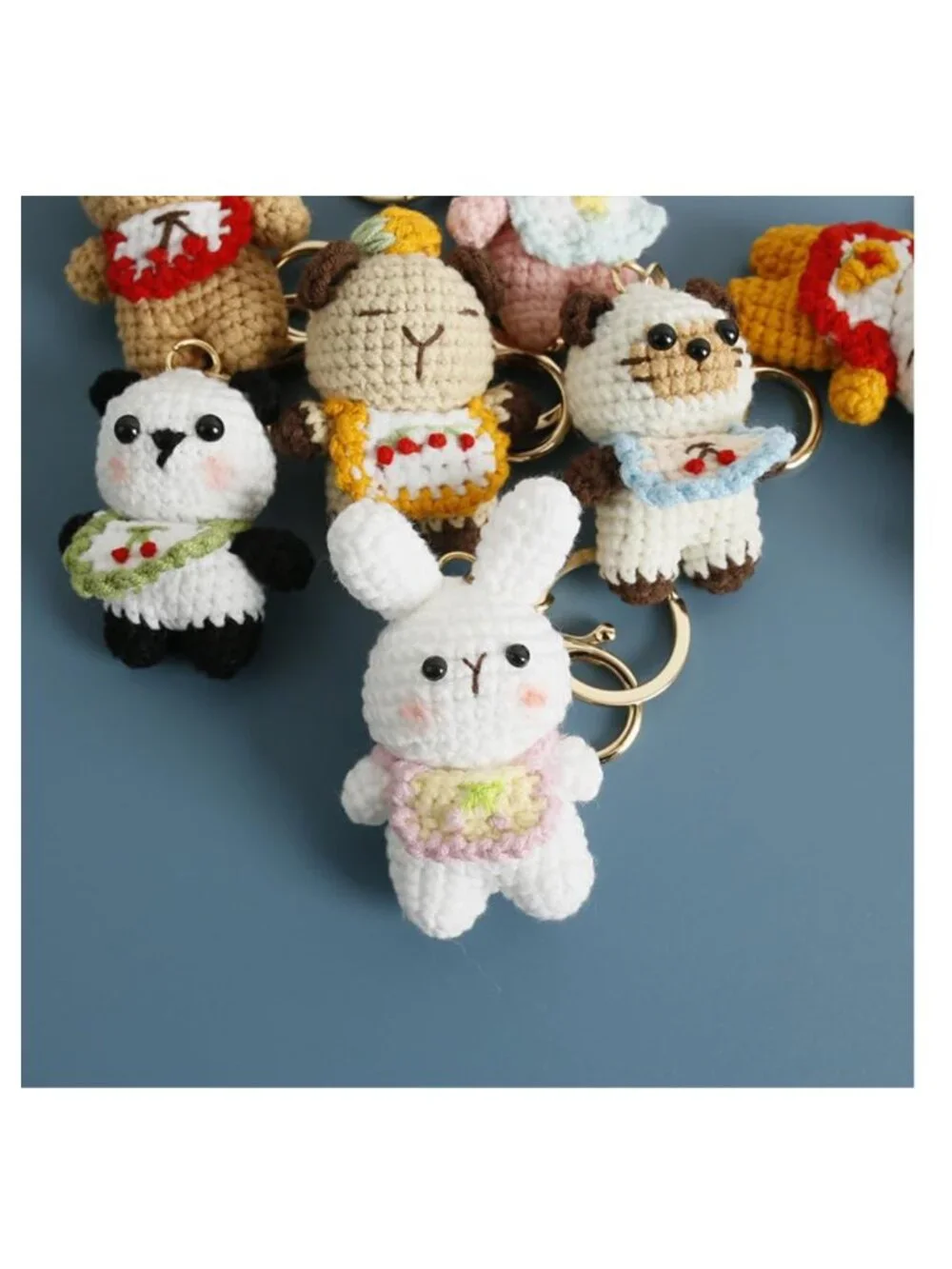 Hand Crocheted Animal Keychain Bag Charm Cotton